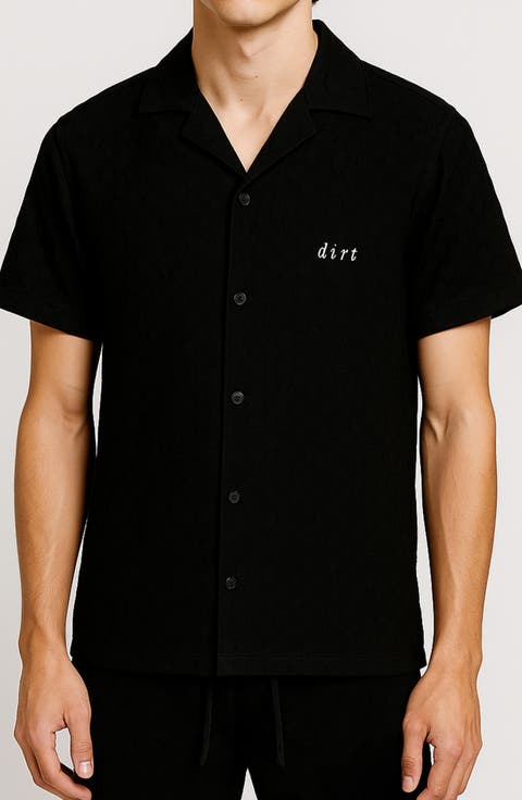 Vacay Black Cotton Camp Shirt