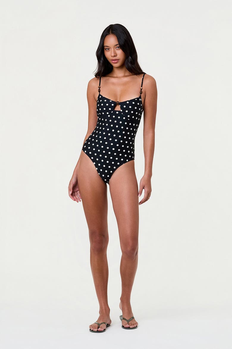Anela One Piece Swim Suit, Main, color, Black / Ivory Polka Dot