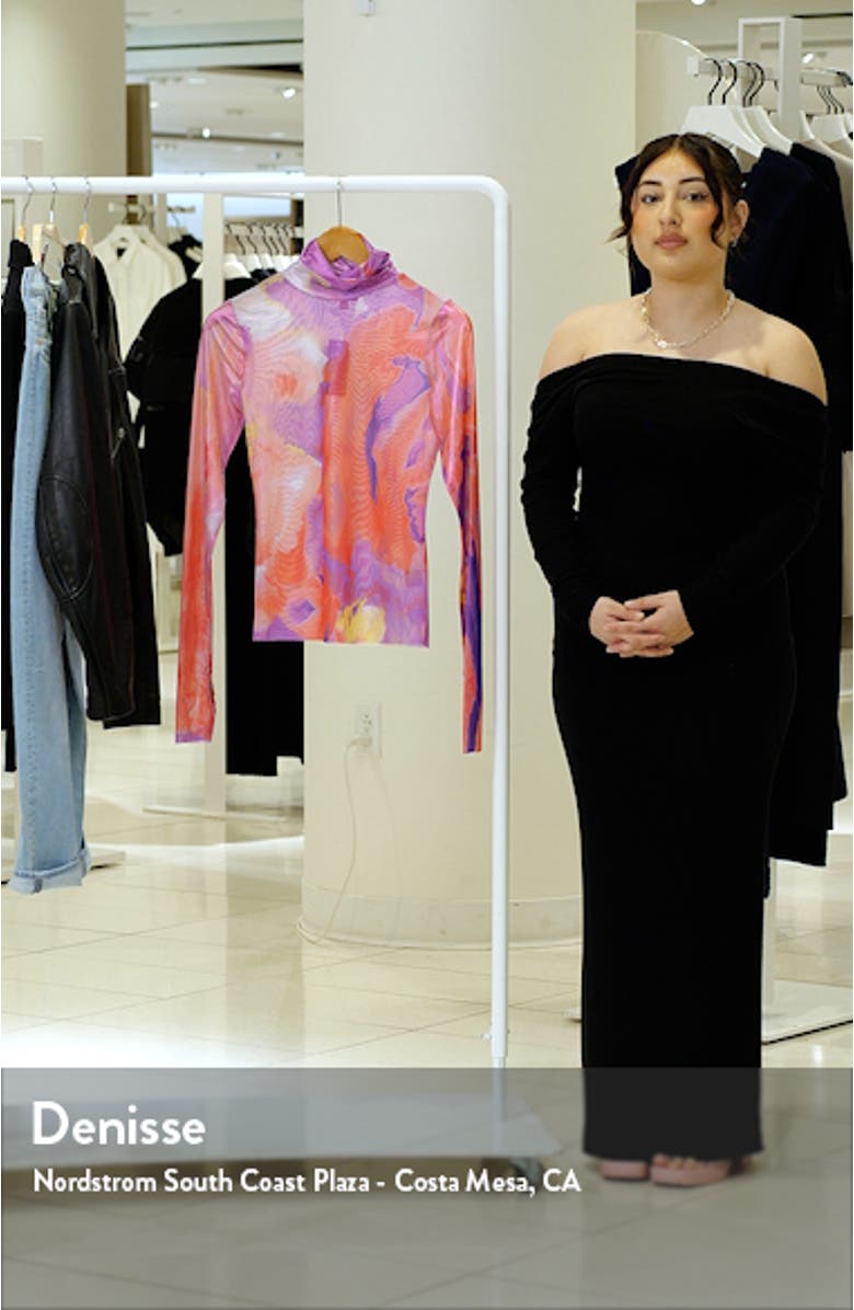 Zadie Foil Print Turtleneck Top, sales video thumbnail