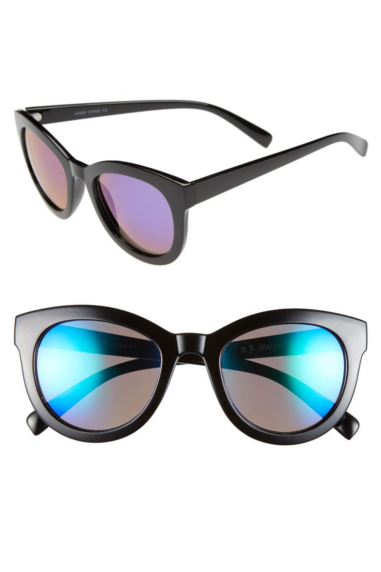 A.J Morgan 'Hatch' 50mm Sunglasses, Main, color, BLACK