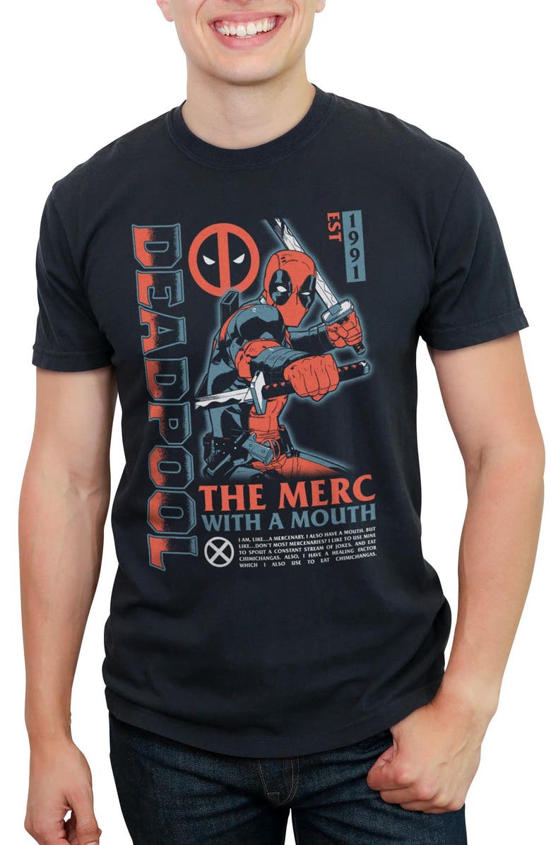 Marvel Men's Marvel The Merc with a Mouth 1991 Poster  Graphic T-Shirt, Main, color, Black