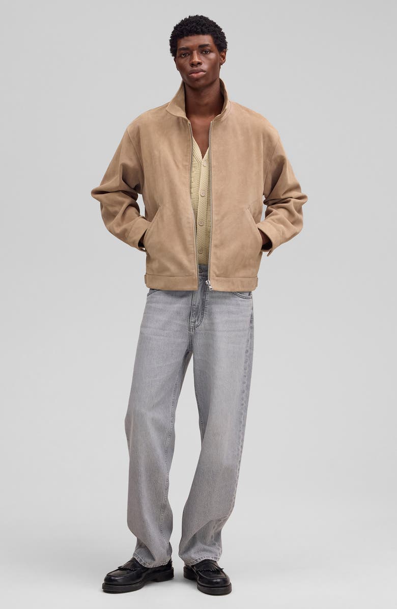 NN07 Petrus Goatskin Suede Jacket, Alternate, color, Khaki Stone