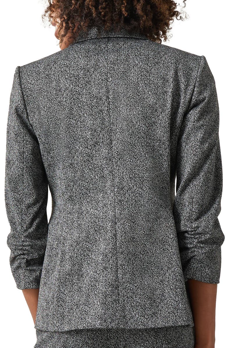 KASPER Ruched Sleeve Herringbone Jacket, Alternate, color, 