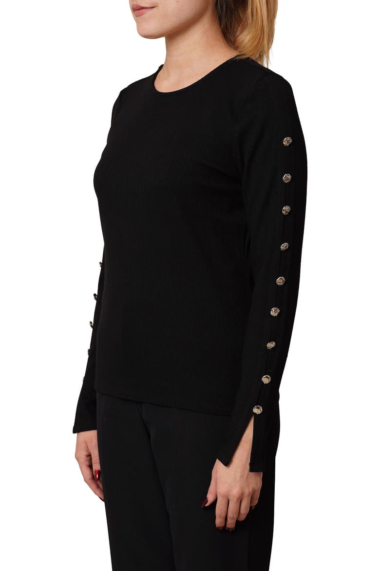 Keyhole Long Sleeve Top, Alternate, color, BLACK