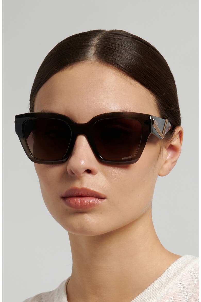 53mm Gradient Square Sunglasses, Alternate, color, GREY/ BROWN