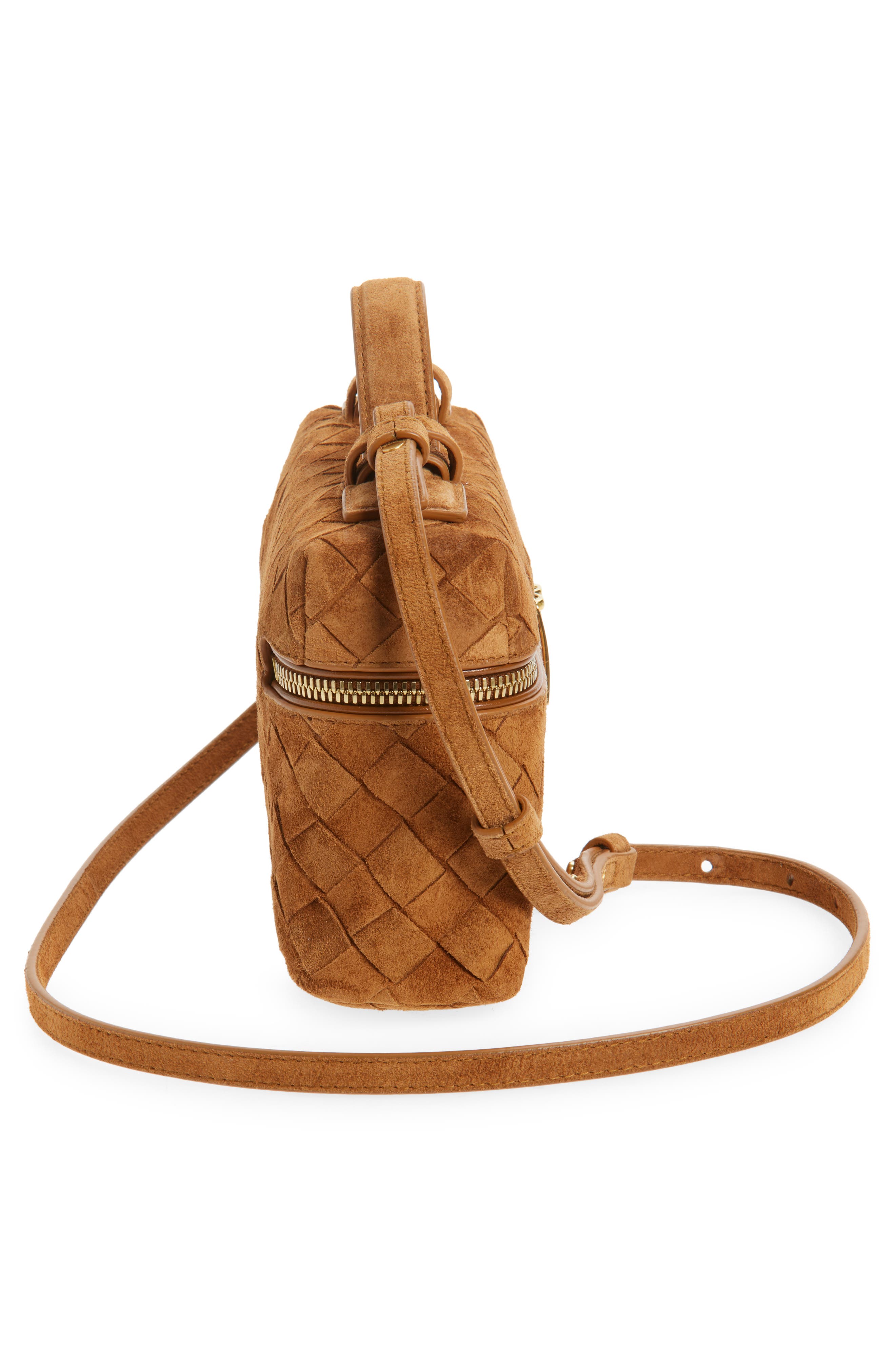 Bottega Veneta Bang Bang Intrecciato Suede Vanity Case, Alternate, color, 2588 Amber-Gold