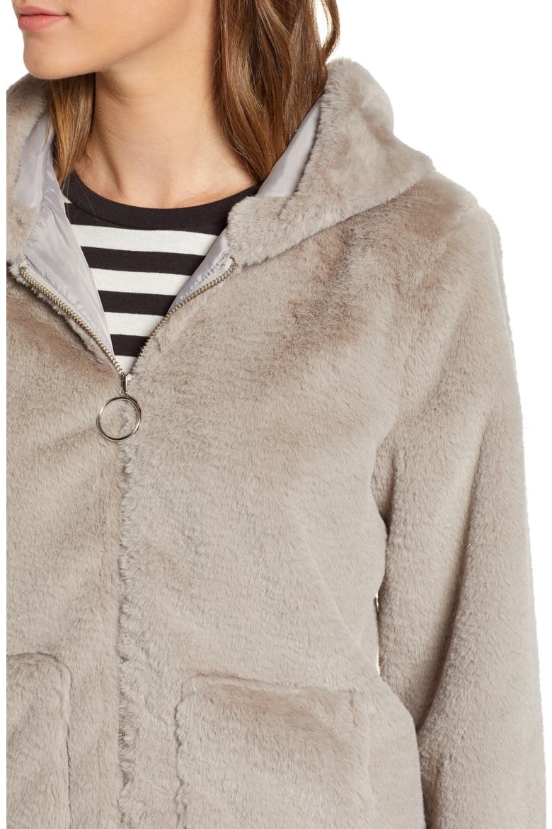 Faux Fur O-Ring Jacket, Alternate, color, GREY