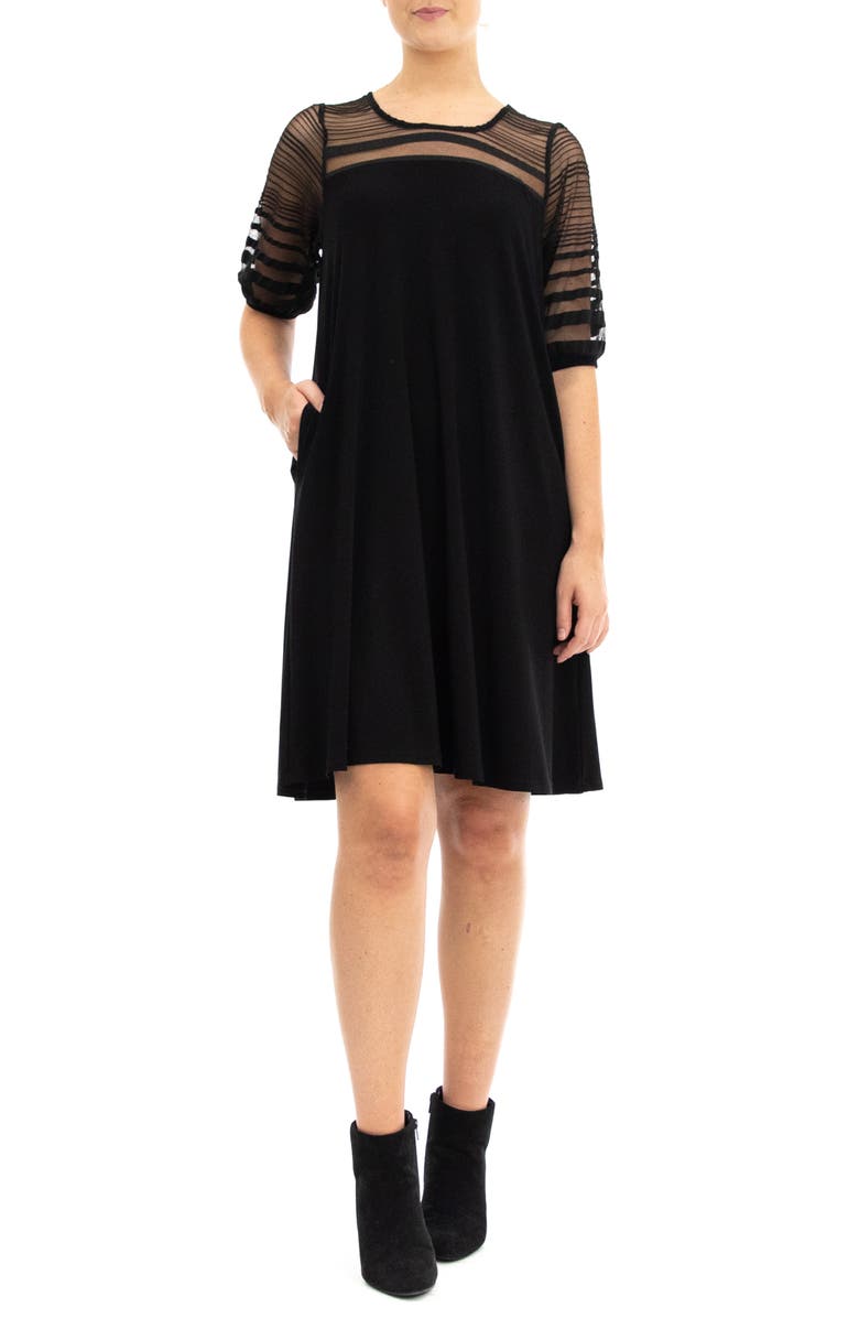 Nina Leonard Stripe Mesh Dress, Main, color, 