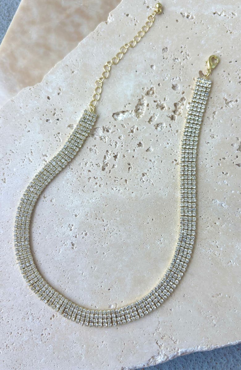 Adornia Crystal Choker Necklace, Alternate, color, Gold