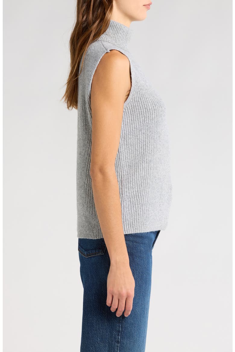 Faye Sleeveless Turtleneck Sweater, Alternate, color, HEATHER GREY