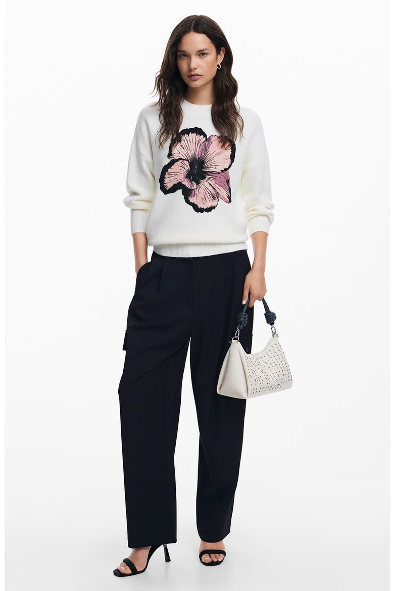 Playful Poppy Intarsia Sweater, Alternate, color, WHITE