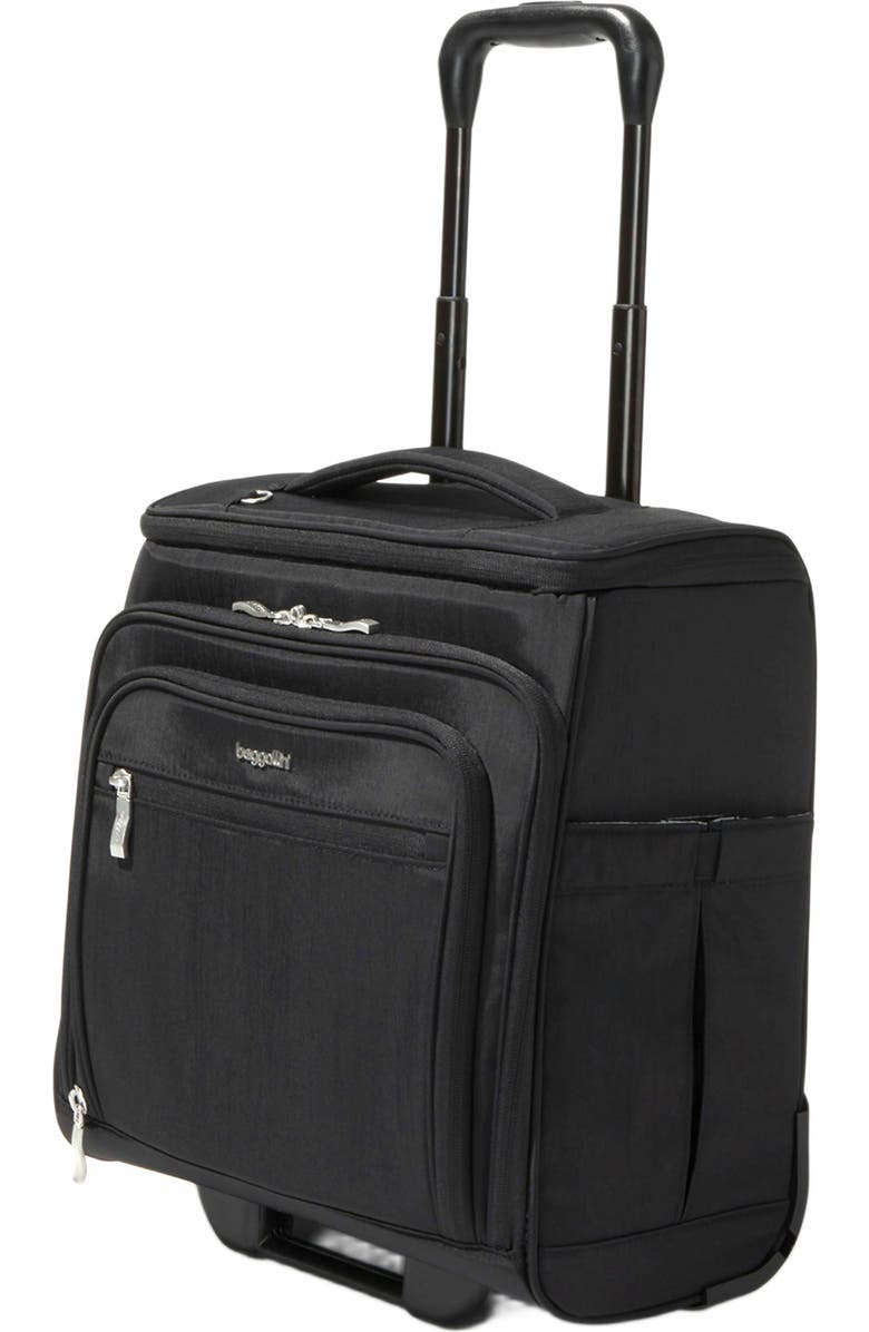BAGGALLINI Expandable Underseat Carry-On Suitcase, Alternate, color, Black