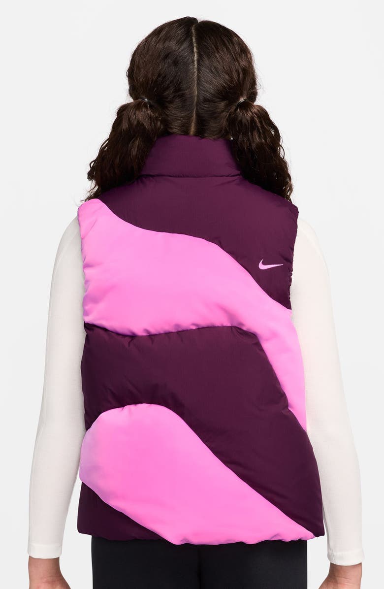 Nike Kids' Sportswear Swoosh Quilted Down Vest, Alternate, color, Bordeaux/ Pink/ Pink Spell