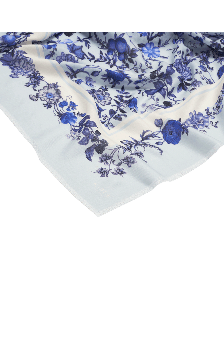 Fable England Ditsy Blue Folk Square Scarf, Alternate, color, Blue Hues