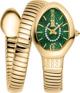 Just Cavalli Eclisse Snake Wraparound Bracelet Watch, 22mm x 33.5mm