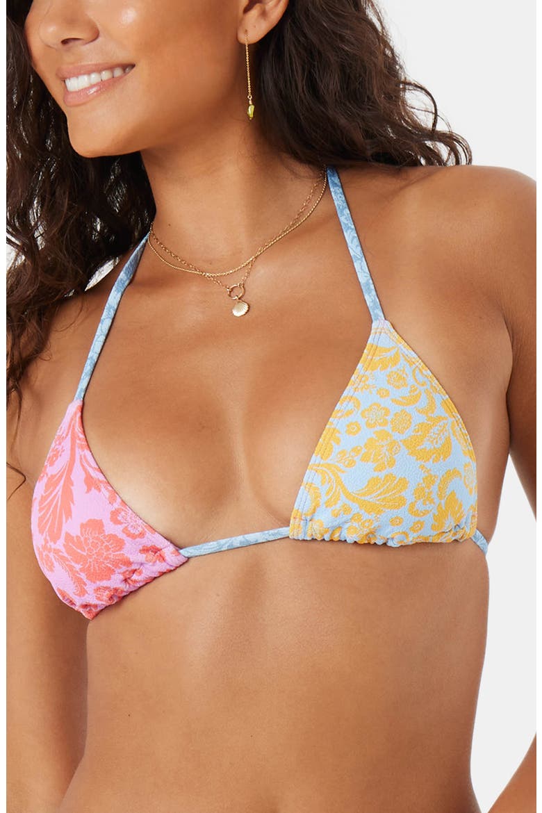 Tapestry Patchwork Triangle Bikini Top, Main, color, MULTI