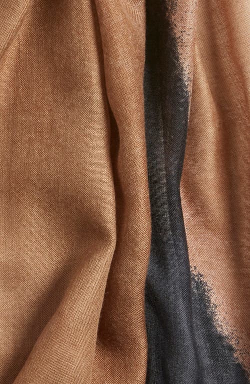 Nordstrom Eyelash Trim Print Cashmere & Silk Wrap In Brown