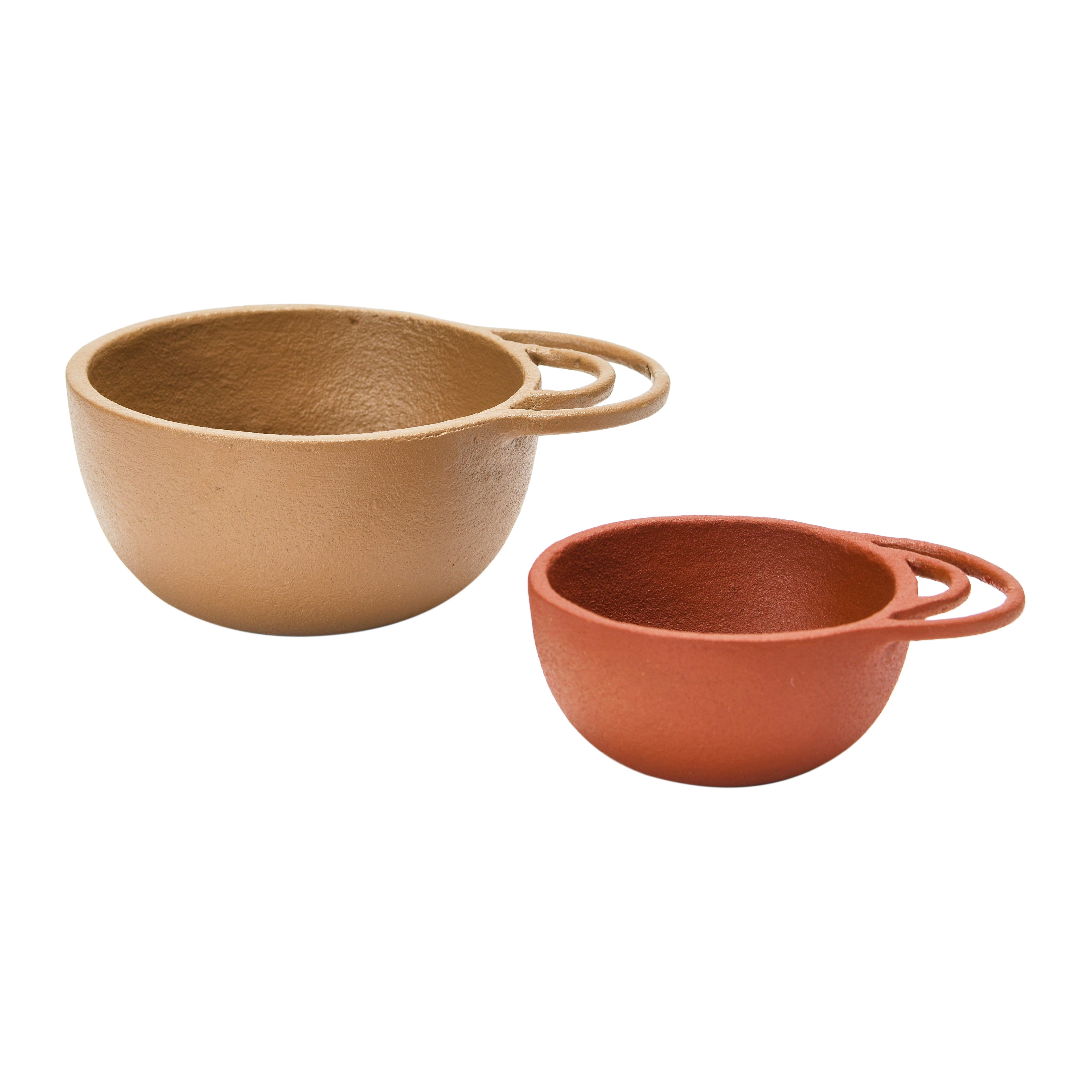 Storied Home Decorative Textured Metal Bowls With Handles, 2 Colors, Set Of 2 In Multi