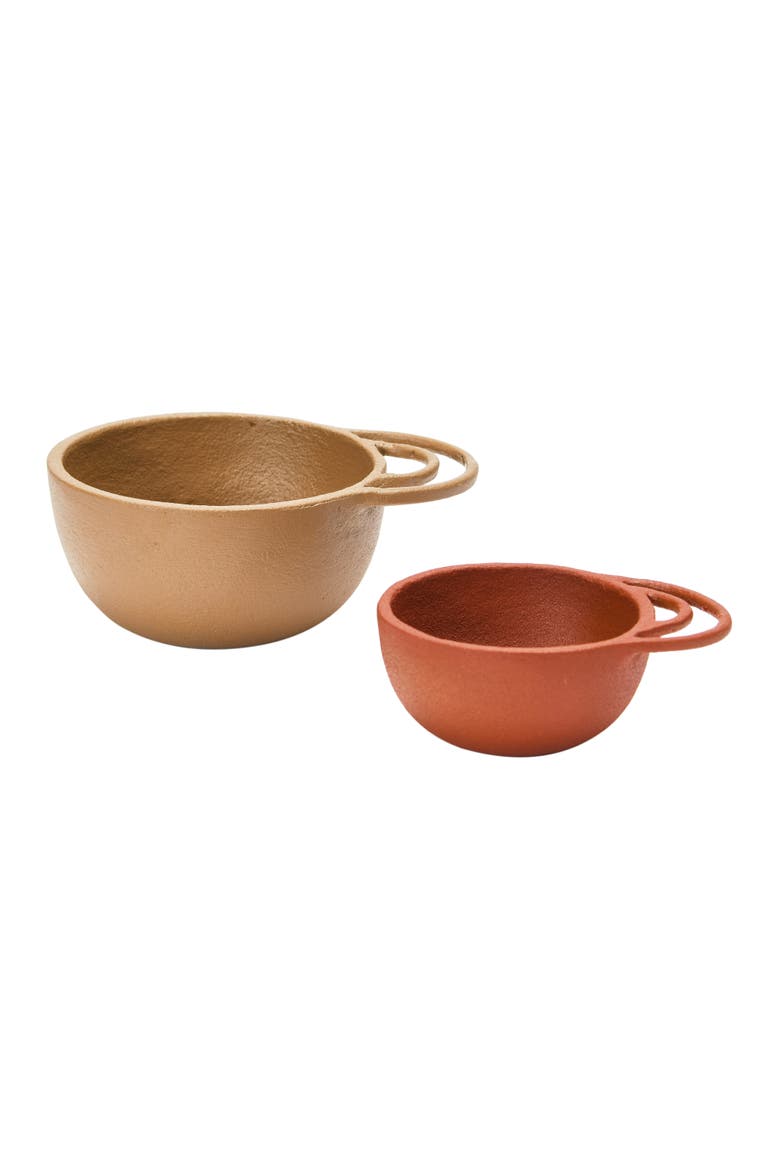 Decorative Textured Metal Bowls with Handles, 2 Colors, Set of 2, Main, color, Pink