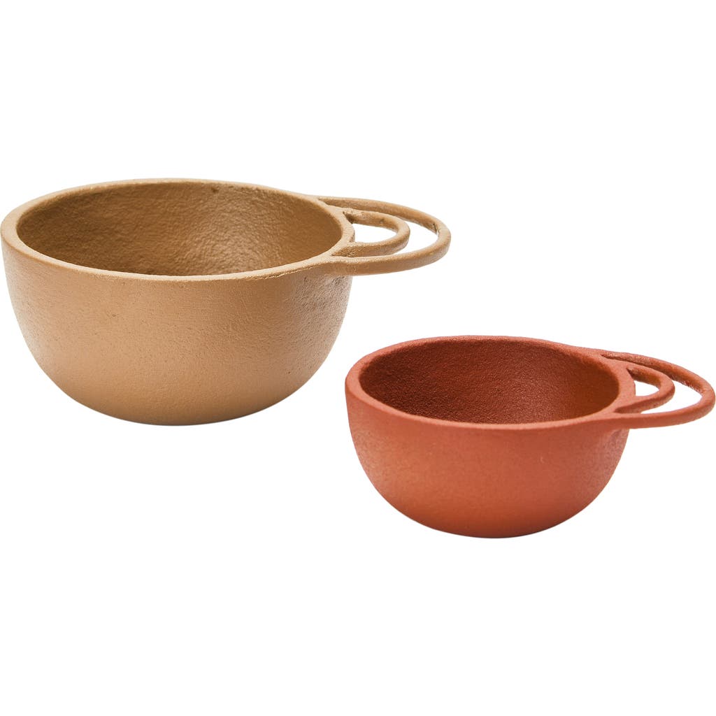 Storied Home Decorative Textured Metal Bowls With Handles, 2 Colors, Set Of 2 In Multi