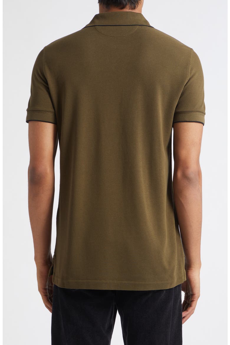 Tipped Lyocell & Cotton Piqué Polo, Alternate, color, GNZ OLIVE GREEN/ BLACK
