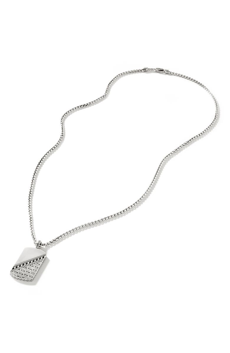 John Hardy Curb Chain Tag Necklace, Sterling Silver, Main, color, 