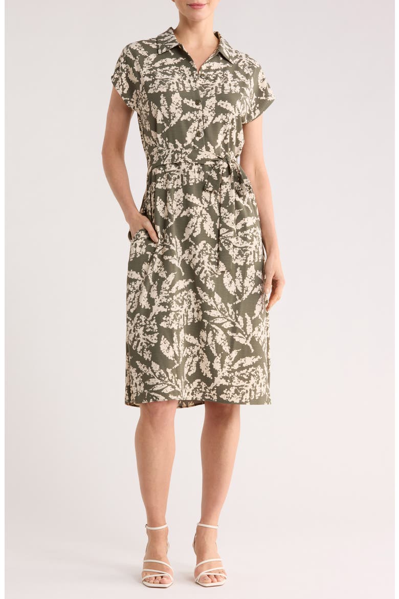 Print Shirtdress, Main, color, SAGE
