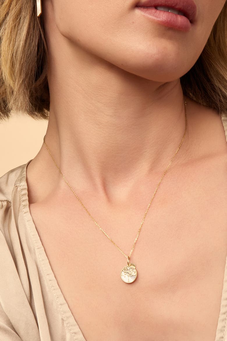 14K Gold Tree of Life Pendant Charm, Alternate, color, Yellow Gold, Mother of Pearl