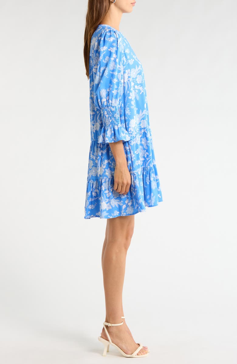 SUGARLIPS Odella Floral Print Shift Minidress, Alternate, color, Blue-White