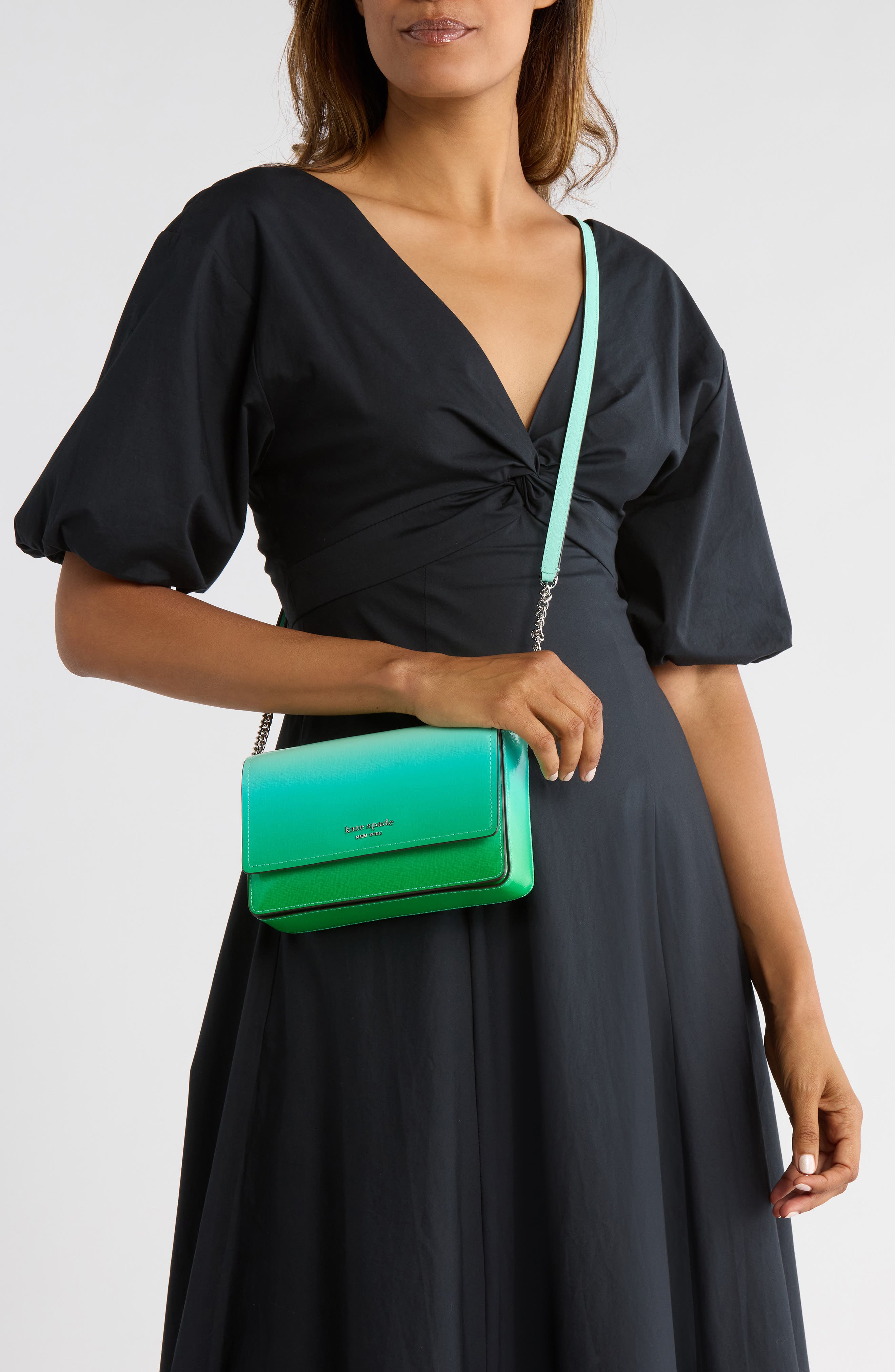 Kate Spade New York morgan ombré saffiano leather crossbody bag, Alternate, color, Mint Liqueur Multi