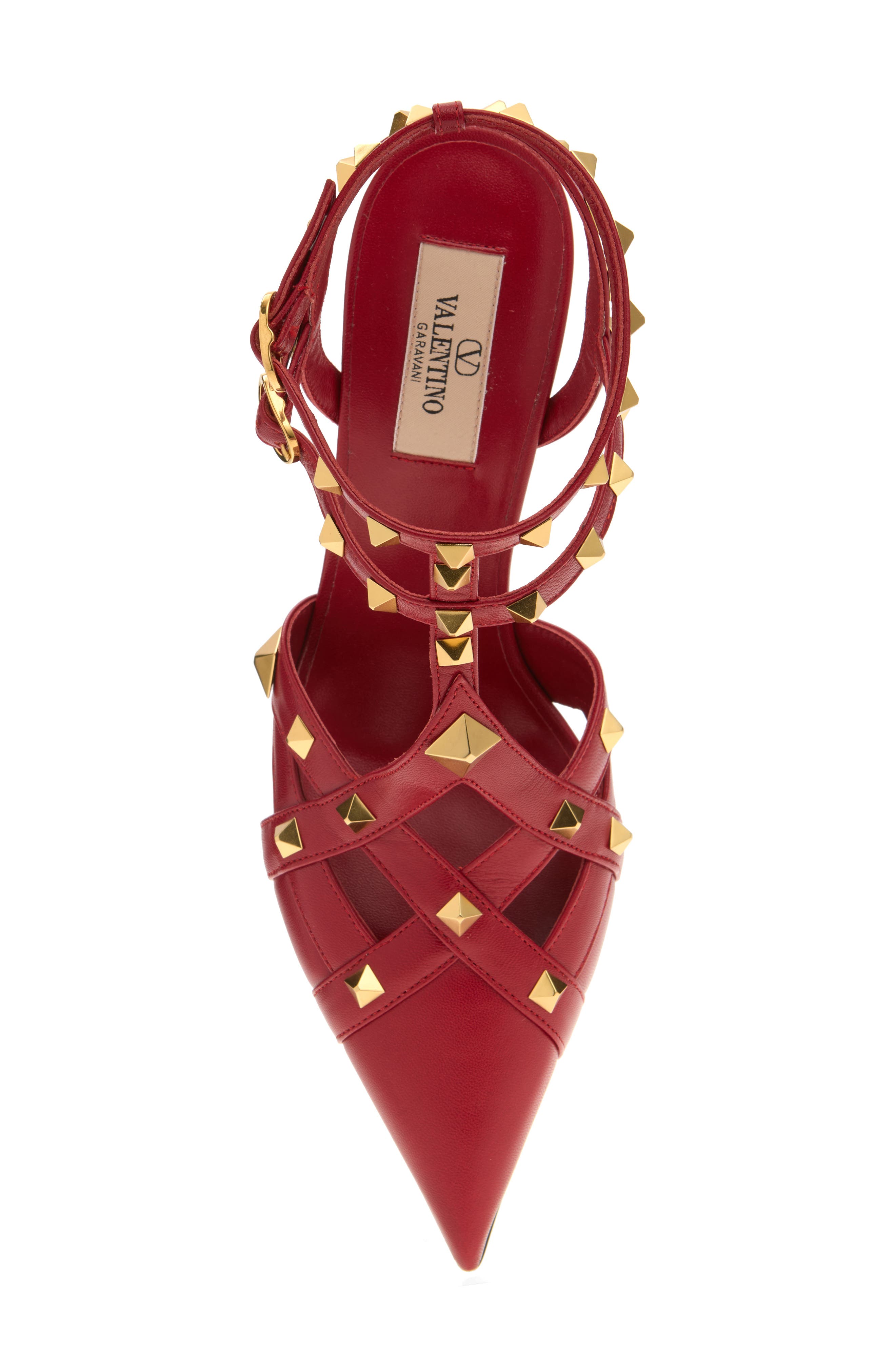 Studdy Leather Pump, Alternate, color, RED