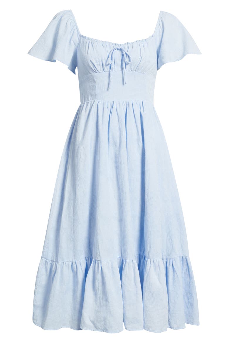 Floral Flutter Sleeve Sundress, Alternate, color, PERIWINKLE