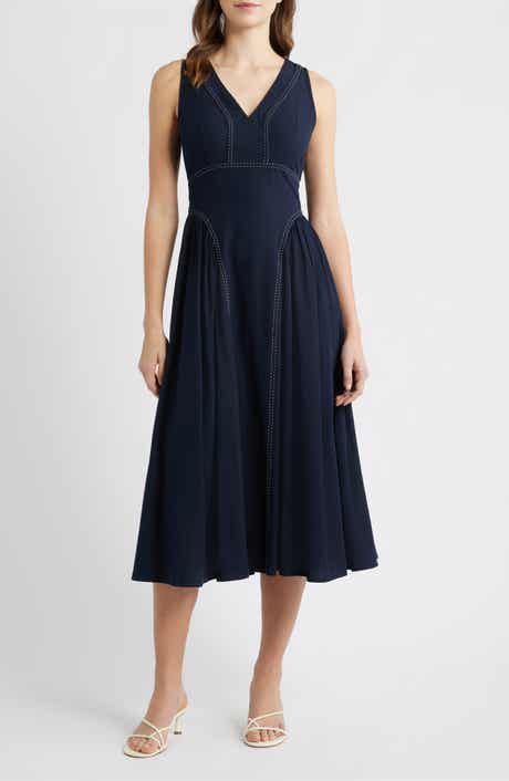 Contrast Stitch Sleeveless Tie Back Dress