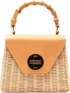 Frances Valentine Mini Midge Woven Wicker & Leather Top Handle Bag