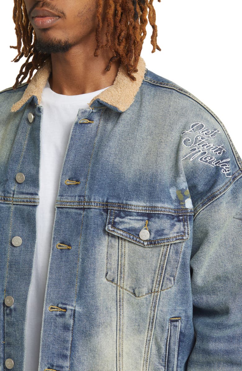 DIET STARTS MONDAY Logo Back Denim Trucker Jacket, Alternate, color,