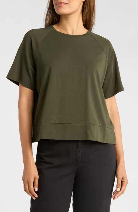 Eileen Fisher Raglan Sleeve Organic Cotton Blend T-Shirt