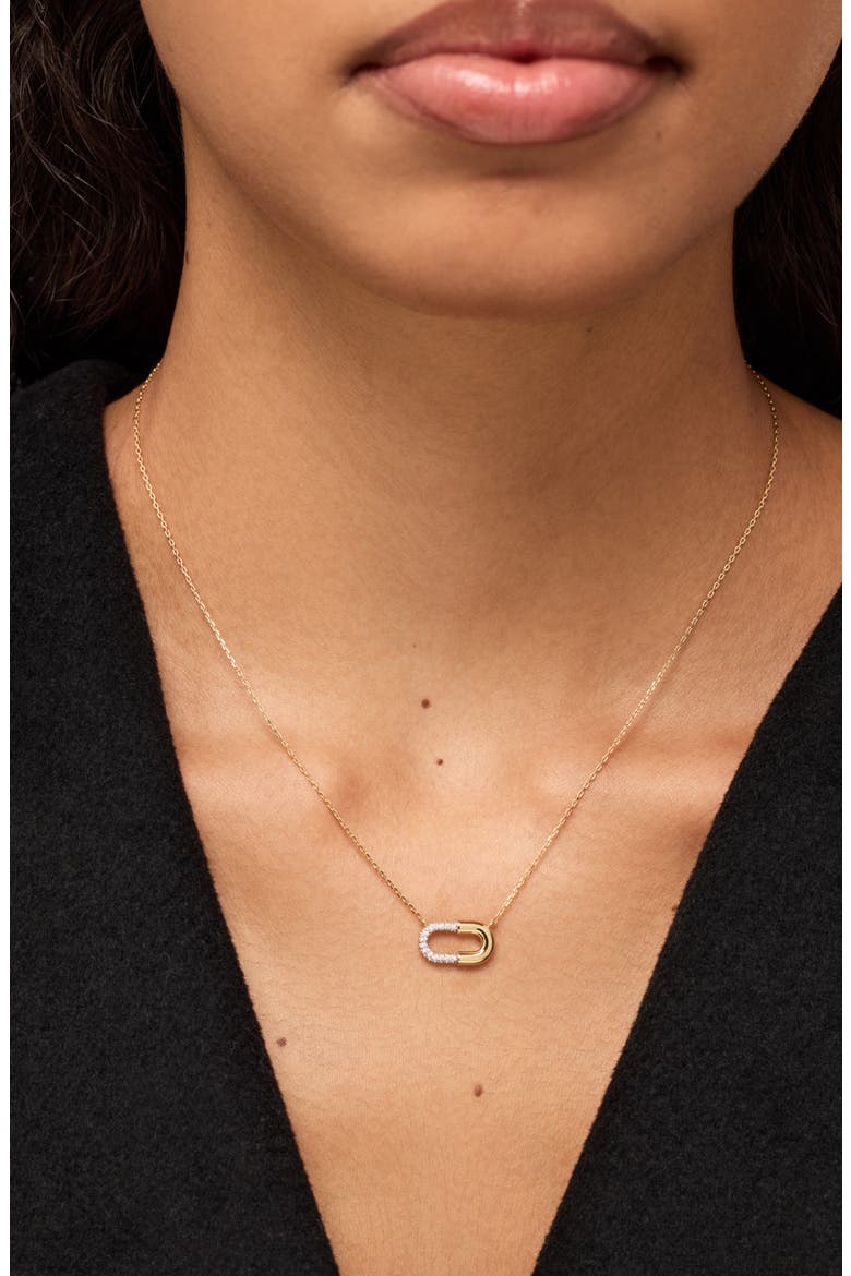 Black Mini Micropavé Necklace, Alternate, color, GOLD / SILVER / CLEAR