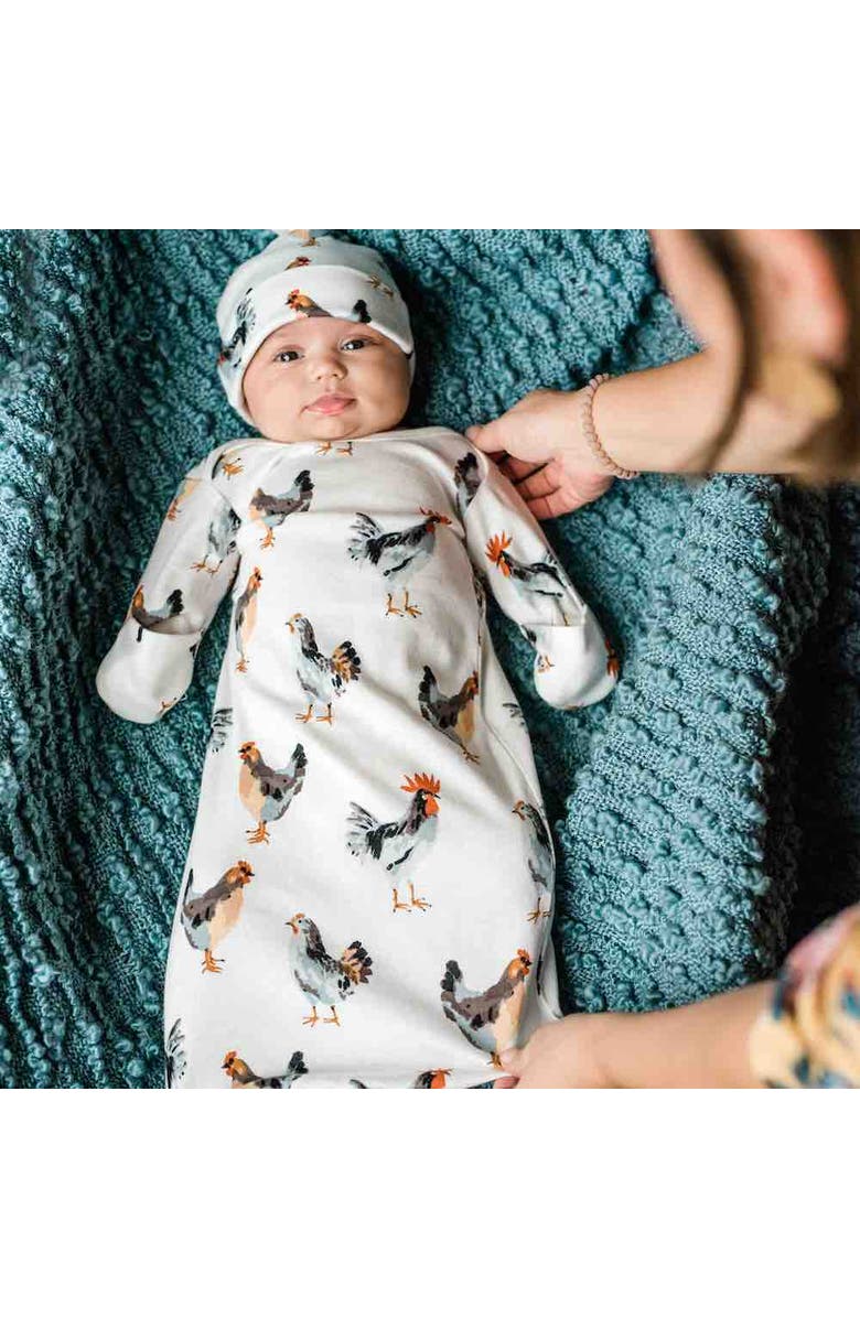 Milkbarn Newborn Gown and Hat Set, Alternate, color, Bumblebee