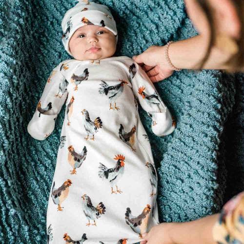 Milkbarn Newborn Gown And Hat Set