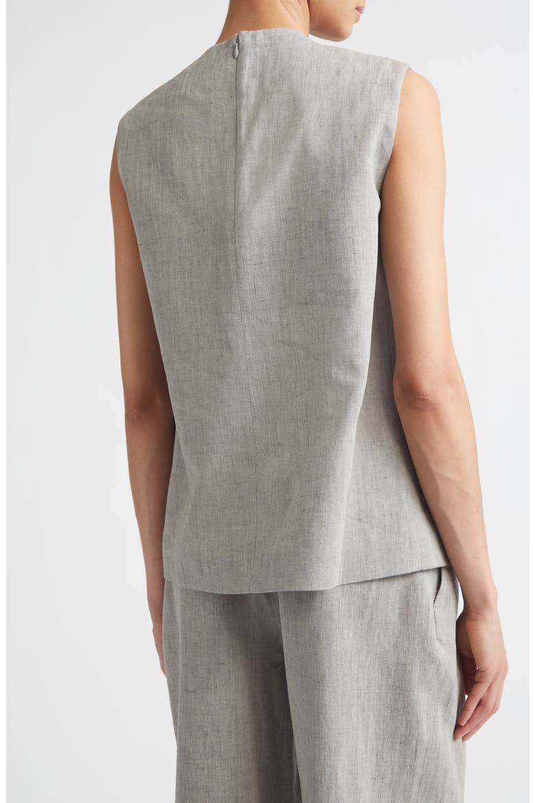 Della Asymmetric Mélange Linen & Cotton Top, Alternate, color, GREY MELANGE