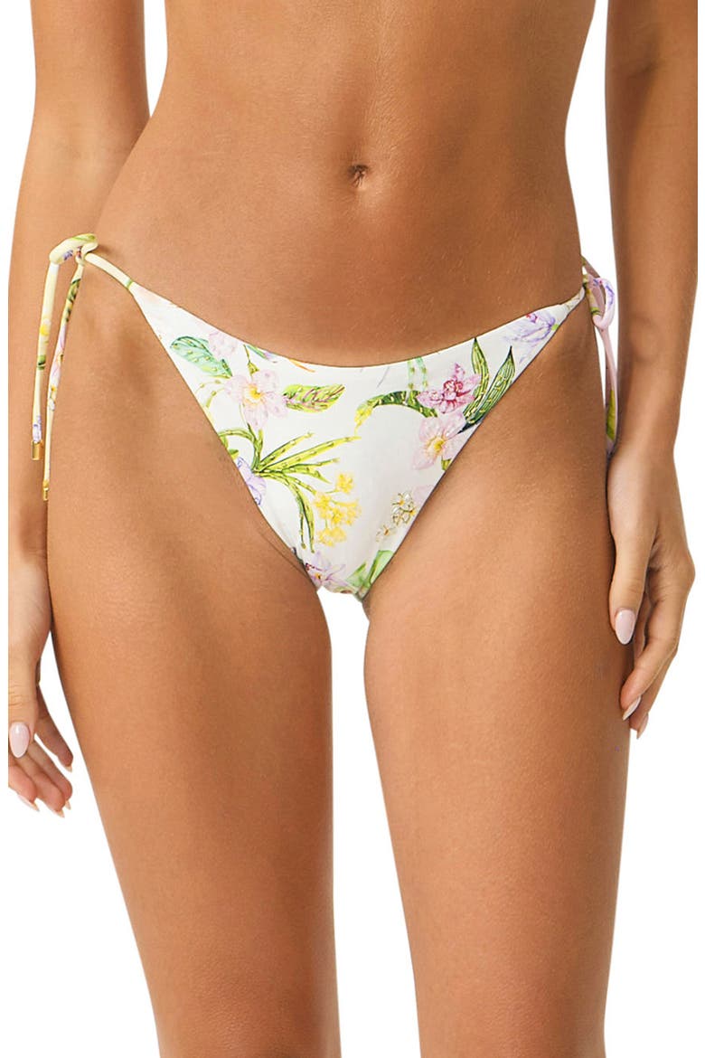 Beaded Embroidered Tie Side Bikini Bottoms, Main, color, PARADISE BLOOM