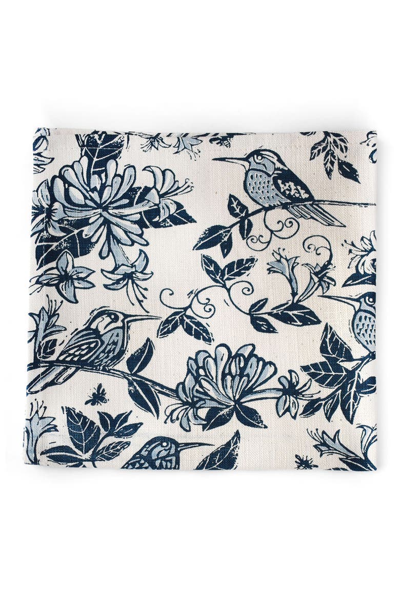 Honeysuckle Cotton Twill Dinner Napkins, Main, color, INDIGO