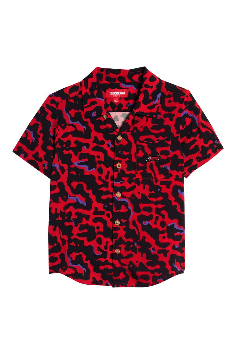 Kids' Magma Short Sleeve Button-Up Shirt, Main, color, RACING RED