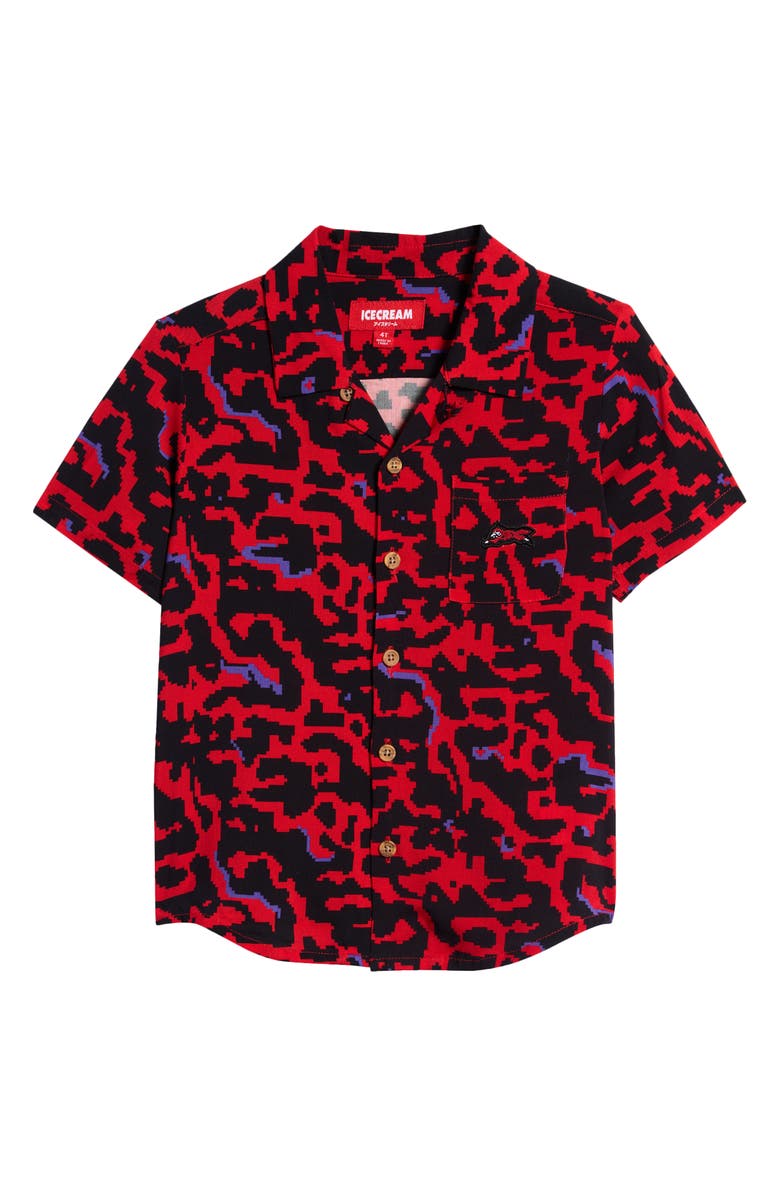 ICECREAM Kids' Magma Short Sleeve Button-Up Shirt, Main, color,