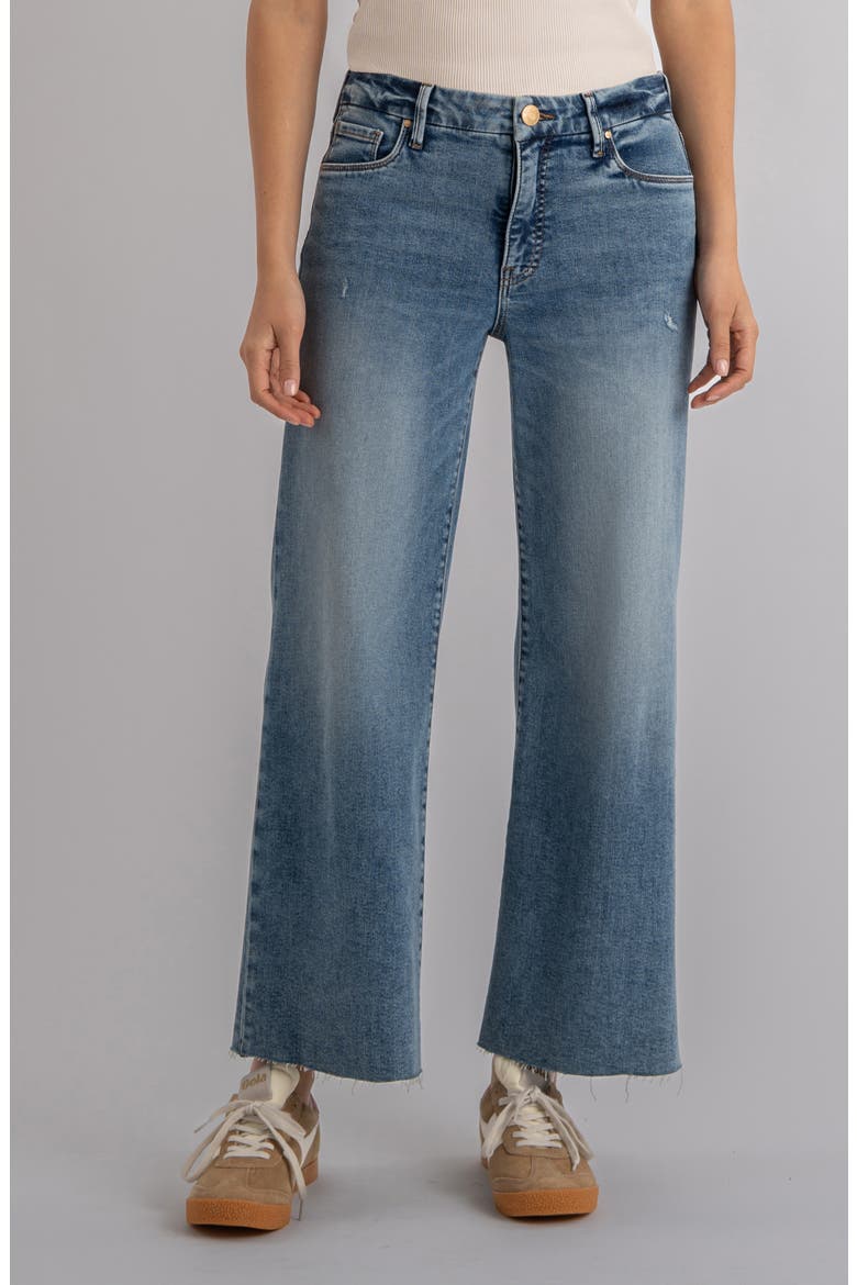 Meg Fab Ab Raw Hem High Waist Wide Leg Jeans, Main, color, REGENT