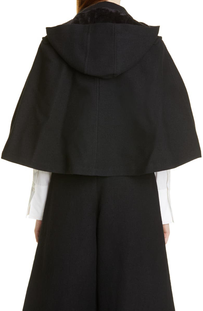 Tao Comme des Garçons Tricot Comme des Garçons Wool & Linen Blend Hooded Cape Jacket, Alternate, color,