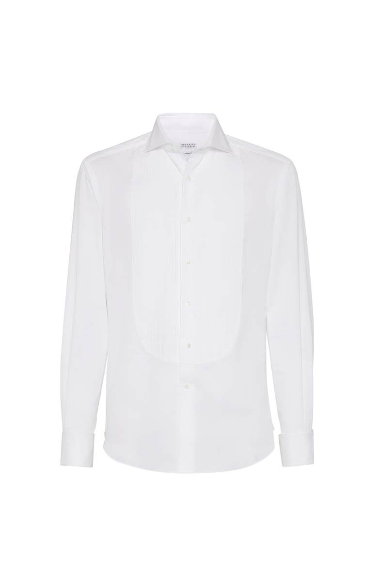 Brunello Cucinelli Tuxedo shirt with pleating, Main, color, White