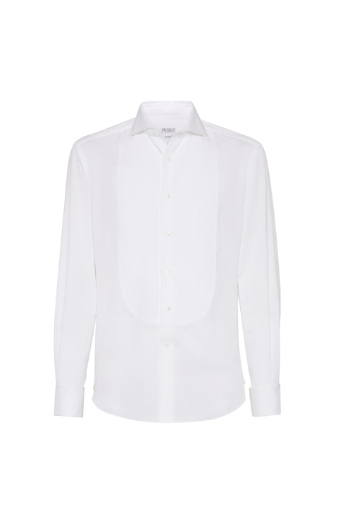 Tuxedo shirt with pleating