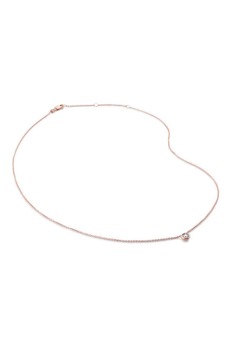 Diamond Solitaire Pendant Necklace, Main, color, ROS GOLD