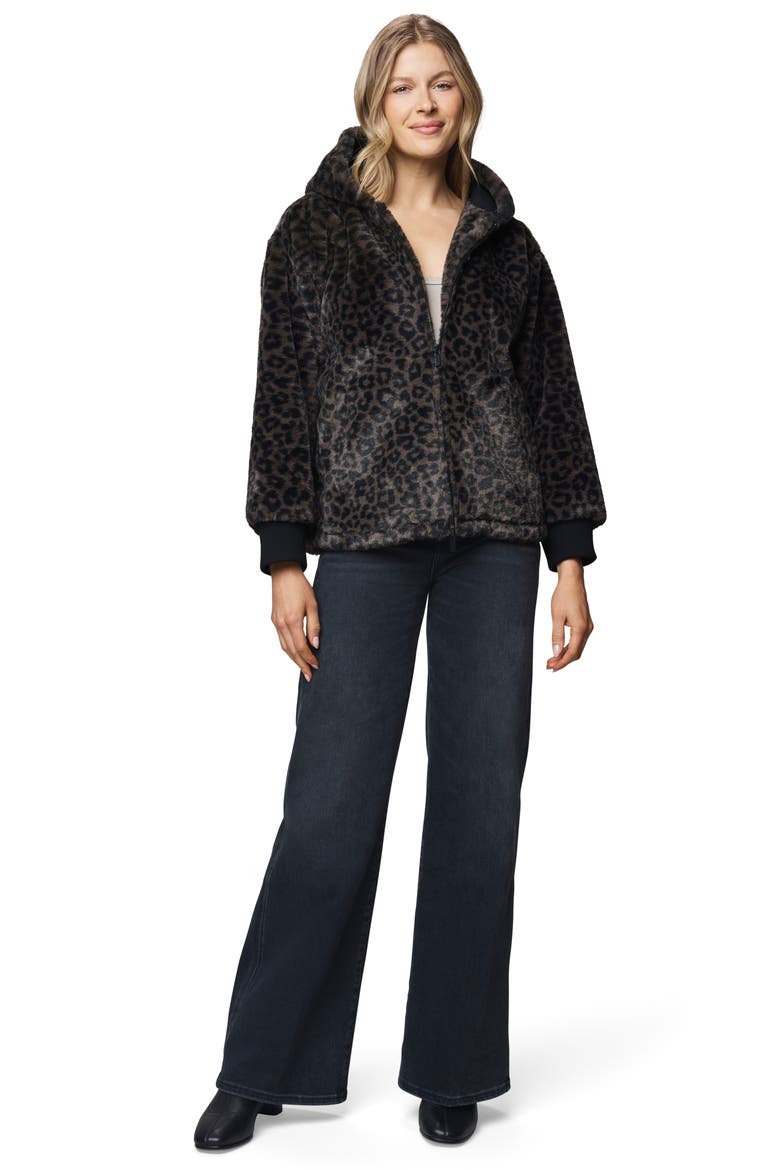 Lucia Faux Fur Hooded Jacket, Alternate, color, BROWN LEOPARD PRINT